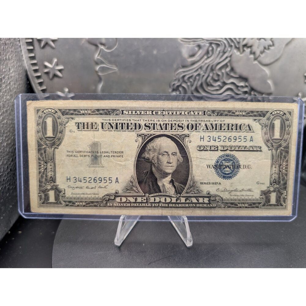 1957A $1 Silver Certificate • Blue Seal • H34526955A • Clean Circulated
